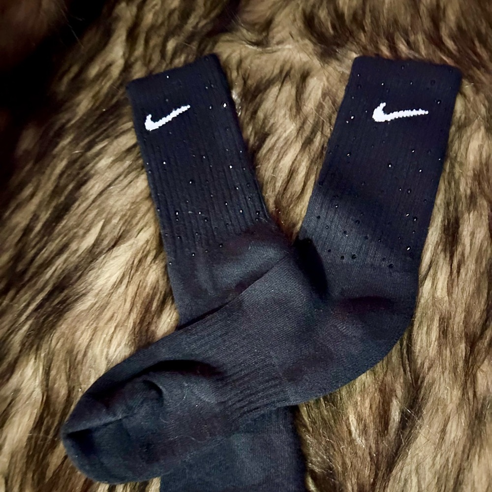 Nike socks with rhinestones black